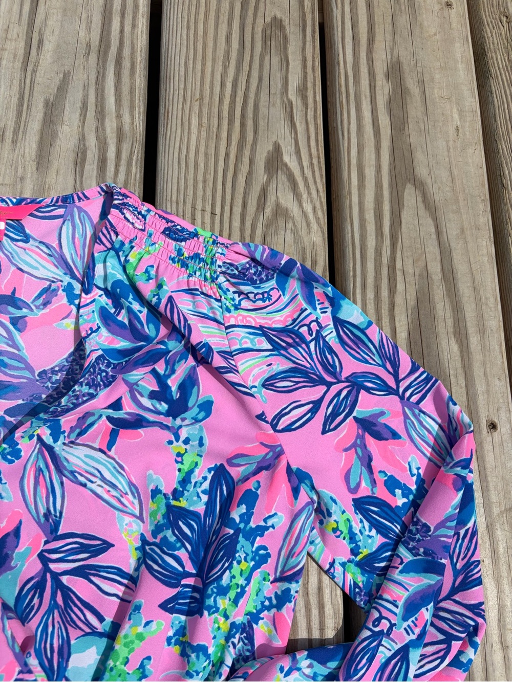 Lilly Pulitzer Cristiana long Sleeve Floral Ruffle Mini Dress Smocked Size 8 - Picture 5 of 11